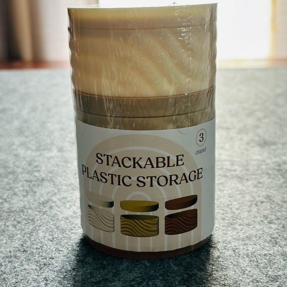 Horizon Stackable 3ct Round Quilted Chic Design Storage Containers w/Lids - NWT - Picture 1 of 4